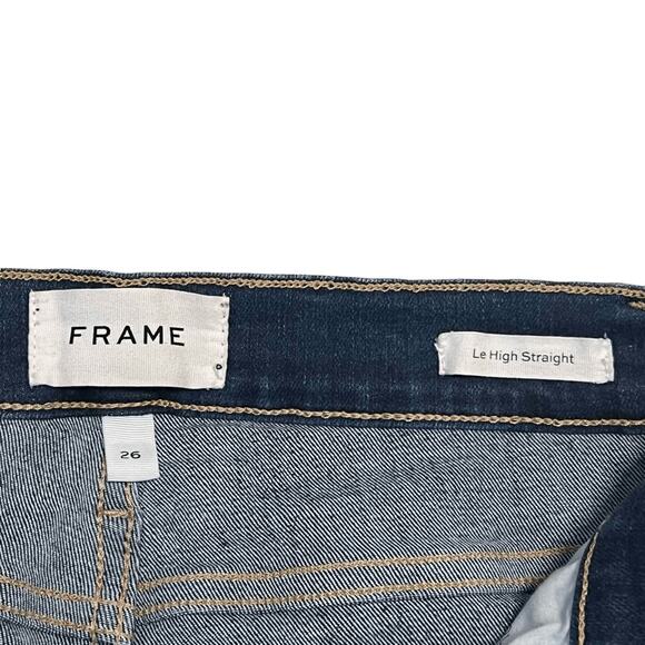 FRAME Le High Straight Leg High Rise Cropped Jeans Cobbert Rips Sz 26 - Picture 3 of 11